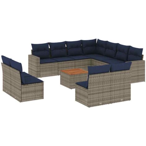 vidaXL Set Divani da Giardino 12 pz con Cuscini Grigio in Polyrattan (1/5)