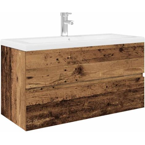 vidaXL Mobile da Bagno con Lavabo Integrato e Rubinetto Legno Antico