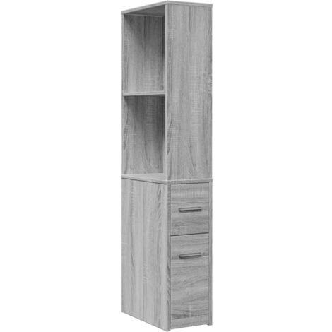 vidaXL Armadietto da Bagno Stretto con Ruote Grigio Sonoma Truciolato