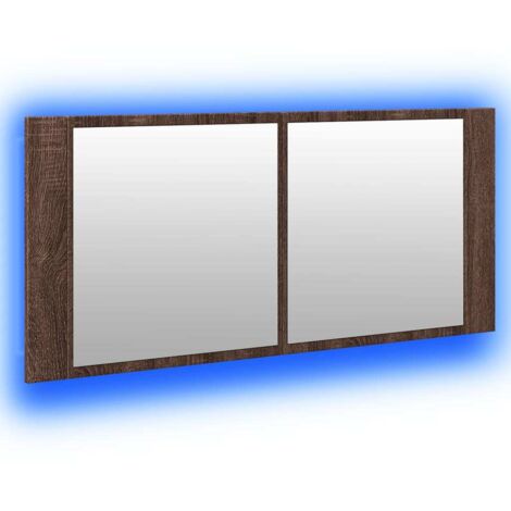 vidaXL Armadietto Specchio con LED da Bagno Rovere Marrone 100x12x45cm
