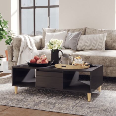 vidaXL Tavolino Salotto Grigio Lucido 103,5x60x35cm Legno Multistrato