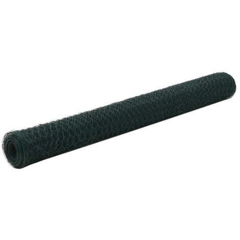vidaXL Recinzione in Rete per Pollaio in Acciaio e PVC 25x1,2 m Verde