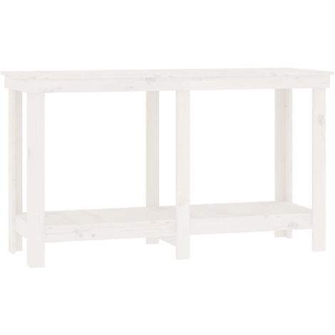 vidaXL Banco da Lavoro Bianco 140x50x80 cm in Legno Massello di Pino