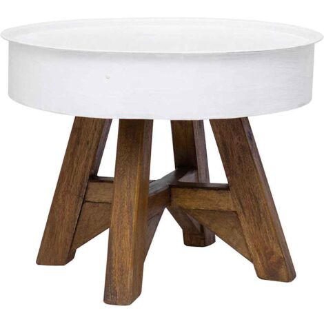 vidaXL Tavolino da Caffè in Legno Massello Recuperato 60x45 cm Bianco