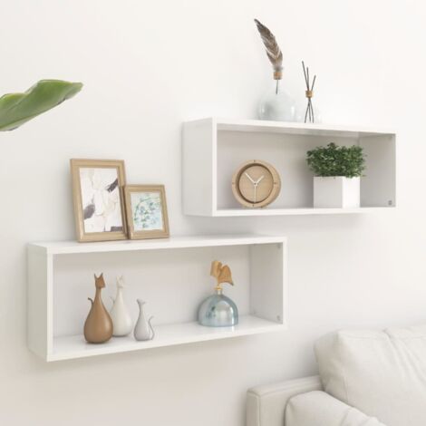 vidaXL Mensole Parete a Cubo 2pz Bianche 60x15x23 cm Legno Multistrato