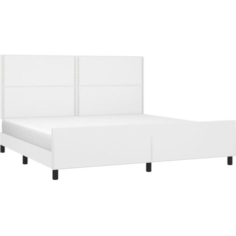 vidaXL Giroletto con Testiera Bianco 200x200 cm in Similpelle (1/5)