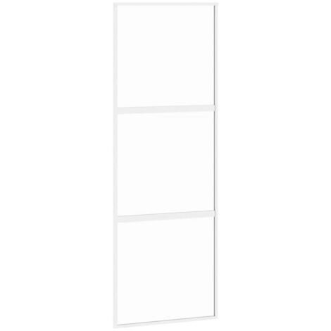 vidaXL Porta Scorrevole Bianca 76x205 cm Vetro Temperato e Alluminio