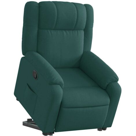 vidaXL Poltrona Alzapersona Reclinabile Verde Scuro in Tessuto