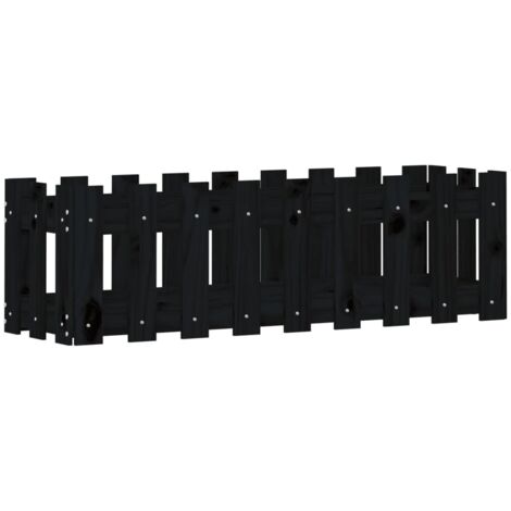 vidaXL Fioriera Giardino a Recinzione Nera 100x30x30cm Massello Pino