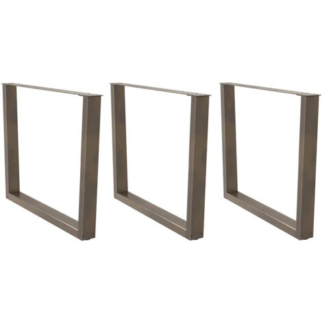 vidaXL Gambe per tavolo da pranzo a forma di V 3 pz in acciaio naturale 100x(72-73,3) cm