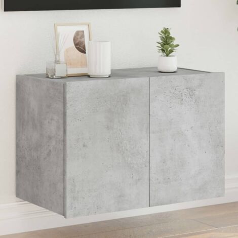 vidaXL Mobile TV a Parete con Luci LED Grigio Cemento 60x35x41 cm