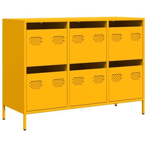 vidaXL Credenza Giallo Senape 101,5x39x73,5 cm Acciaio Laminato Freddo (1/5)
