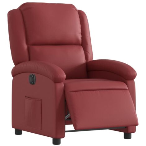 vidaXL Poltrona Reclinabile Elettrica Rosso Vino in Similpelle