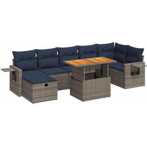 vidaXL Set Divani Giardino 8 pz con Cuscini Marrone Polyrattan Acacia (1/5)
