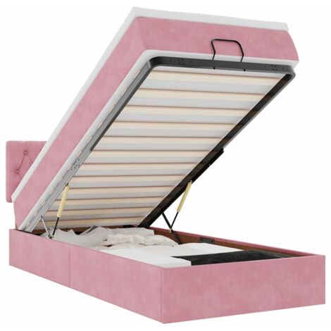 vidaXL Struttura Letto Pouf con Materasso Rosa 90x200 cm in Velluto