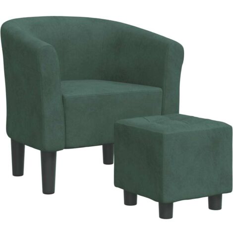vidaXL Poltrona Cabriolet con Poggiapiedi Verde Scuro in Velluto