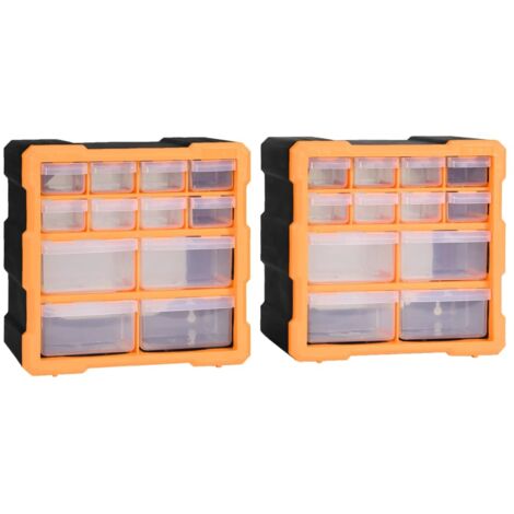 vidaXL Mobili Contenitori con 12 Cassetti 2 pz 26,5x16x26 cm