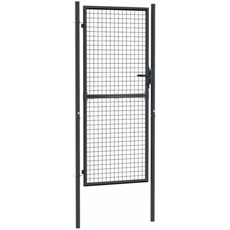 vidaXL Cancello da giardino in rete di acciaio zincato 100x200 cm grigio