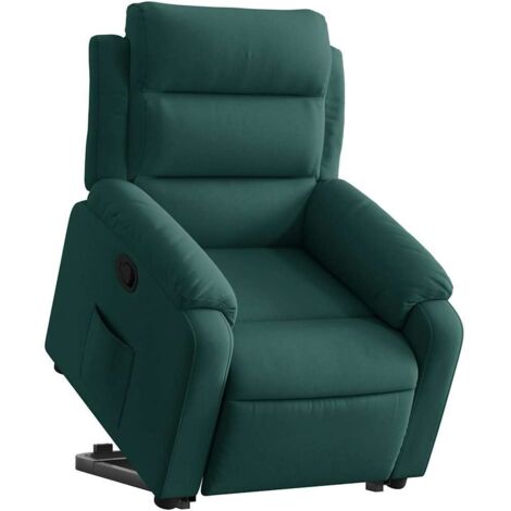 vidaXL Poltrona Alzapersona Reclinabile Verde Scuro in Velluto (1/5)