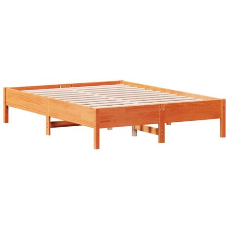 vidaXL Letto senza Materasso Marrone Cera 140x190 cm in Legno di Pino (1/5)