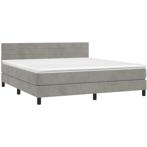 vidaXL Giroletto a Molle con Materasso Grigio Chiaro 180x200cm Velluto