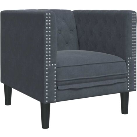 vidaXL Poltrona Chesterfield Grigio Scuro in Velluto