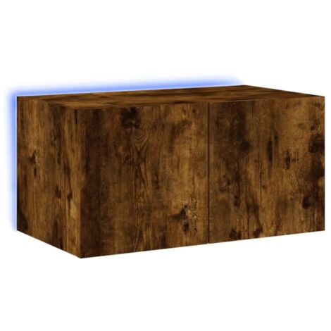 vidaXL Mobile TV a Parete con Luci LED Rovere Fumo 60x35x31 cm