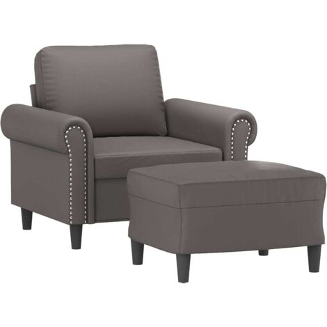 vidaXL Poltrona con Poggiapiedi Grigio 60 cm in Similpelle (1/5)