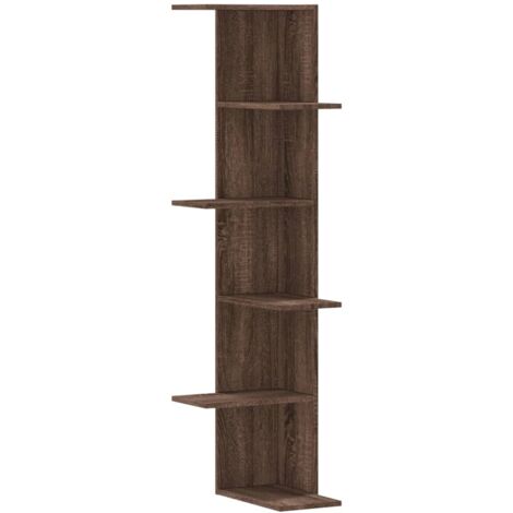 vidaXL Scaffale Angolare Muro Rovere Marrone 36,5x36,5x140 cm Legno