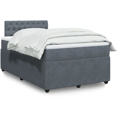 vidaXL Giroletto a Molle con Materasso Grigio Scuro 120x190 cm Velluto