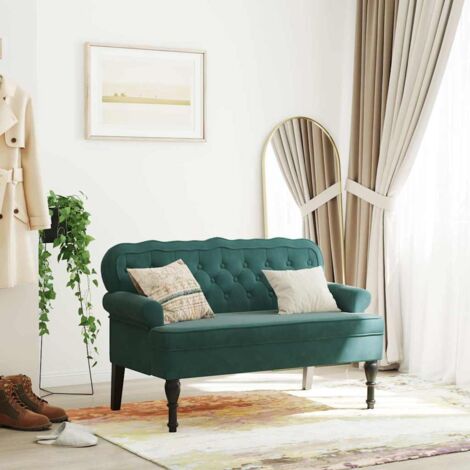 vidaXL Panca con Schienale Verde Scuro 119,5x64,5x75 cm in Velluto