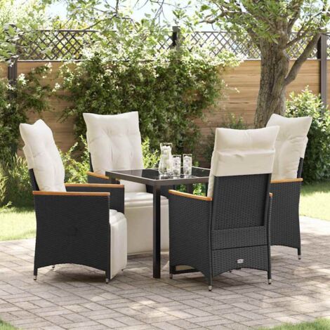 vidaXL Set da Pranzo per Giardino con cuscino 5 pcs Nero Poly Rattan (1/5)