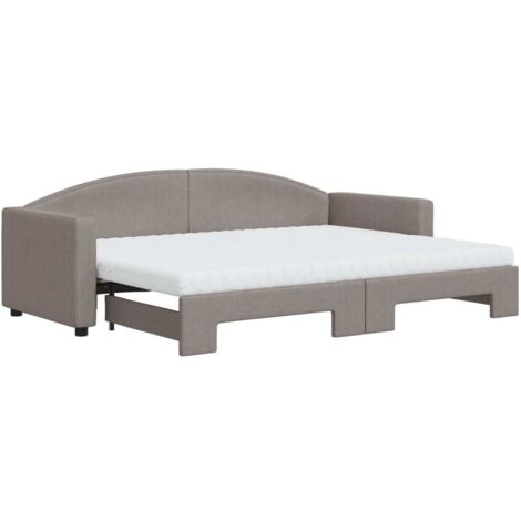 vidaXL Divano Letto Estraibile con Materassi Tortora 80x200 cm Tessuto