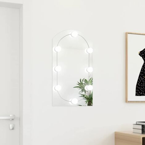vidaXL Specchio con Luci LED 70x40 cm Forma ad Arco in Vetro