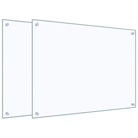 vidaXL Paraschizzi per Cucina 2 pz Trasparente 80x60cm Vetro Temperato