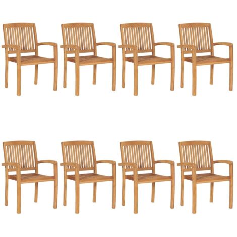 vidaXL Sedie da Giardino Impilabili 8 pz in Legno Massello di Teak