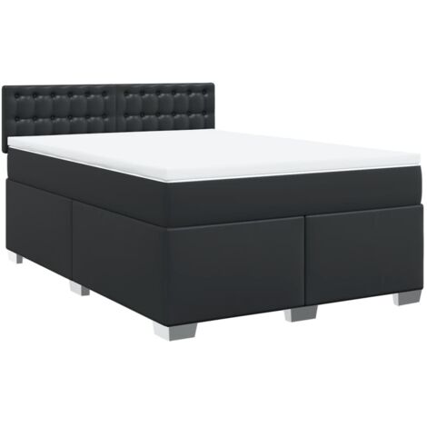vidaXL Giroletto a Molle con Materasso Nero 140x190 cm in Similpelle