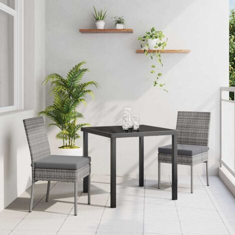 vidaXL Set da Pranzo per Giardino 3 pcs Grigio Poly Rattan (1/5)