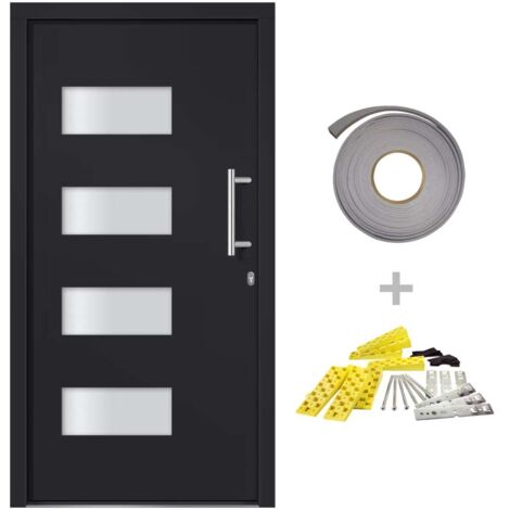 vidaXL Porta d'Ingresso in Alluminio e PVC Antracite 100x200 cm