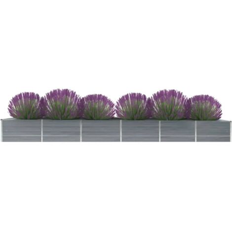 vidaXL Letto Rialzato da Giardino Acciaio Zincato 480x80x45 cm Grigio