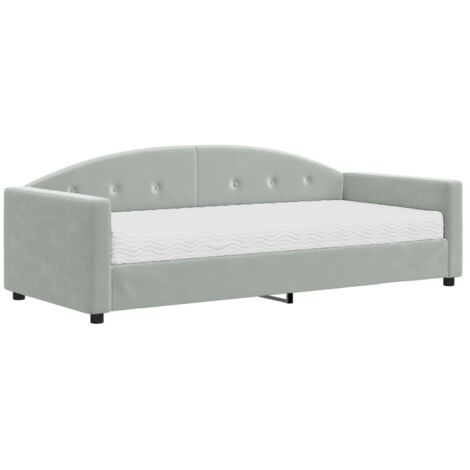 vidaXL Divano Letto con Materasso Grigio Chiaro 90x190 cm in Velluto (1/5)