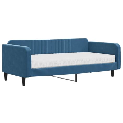 vidaXL Divano Letto con Materasso Blu 100x200 cm in Velluto (1/5)