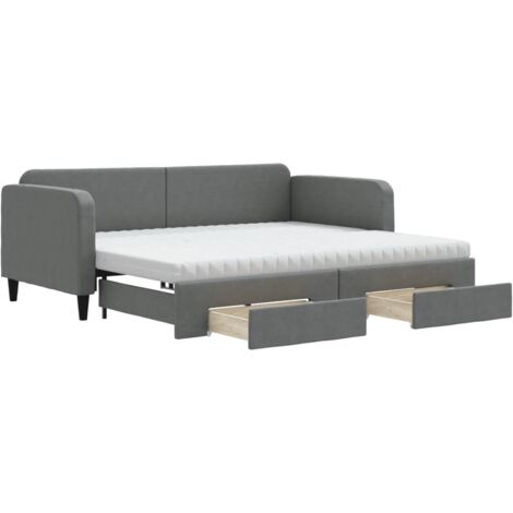 vidaXL Divano Letto Estraibile Cassetti Grigio Scuro 90x190cm Tessuto