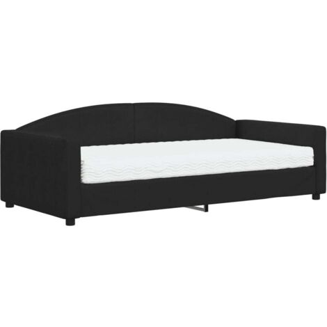 vidaXL Divano Letto con Materasso Nero 100x200 cm in Tessuto