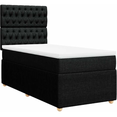 vidaXL Giroletto a Molle con Materasso Nero 90x190 cm in Tessuto (1/5)