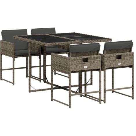 vidaXL Set da Pranzo da Giardino 5 pz con Cuscini in Polyrattan Grigio