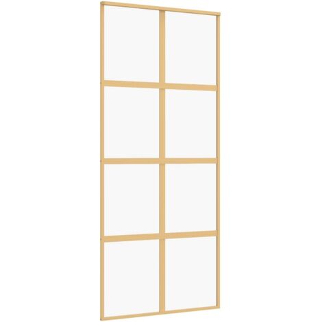vidaXL Porta Scorrevole Dorata 90x205 Vetro Trasparente ESG Alluminio