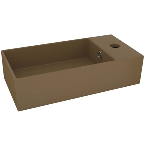 vidaXL Lavandino con Troppopieno in Ceramica Crema Opaco