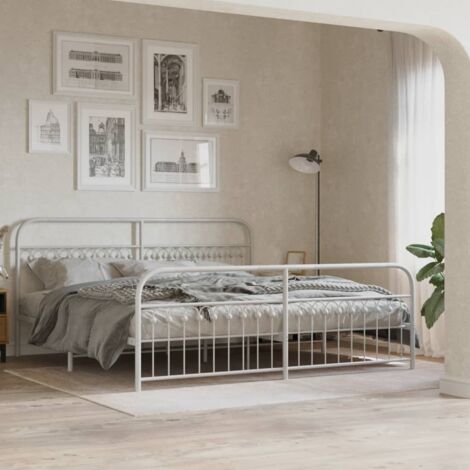 vidaXL Giroletto con Testiera e Pediera Metallo Bianco 193x203 cm (1/5)