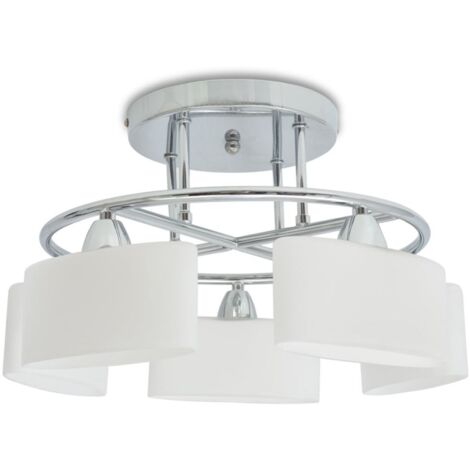 vidaXL Lampada Soffitto Paralumi Elissoidi Vetro 5 Lampadine E14 200 W